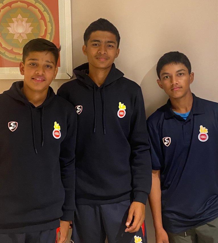 LtoR - ‘Push Sports’ students Harshvardhan Phogat, Sarthak Ray and Anindo Naharay