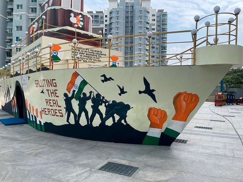 Ship of Patriotism on display at Orion Mall at Brigade Gateway for Republic Day 2023Celebrations