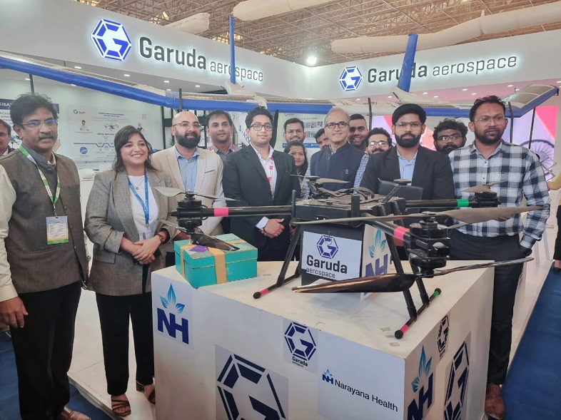 Garuda Aerospace and Narayana Health join hands to transport biomedical supplies using the newly launched- Sanjeevani drone