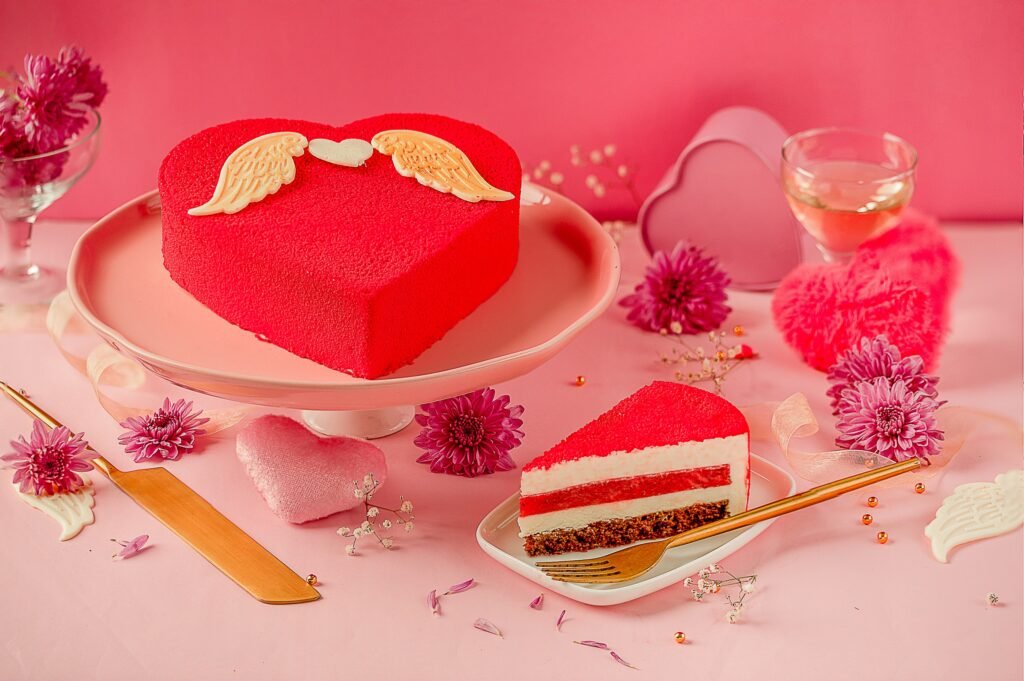 Red heart cake