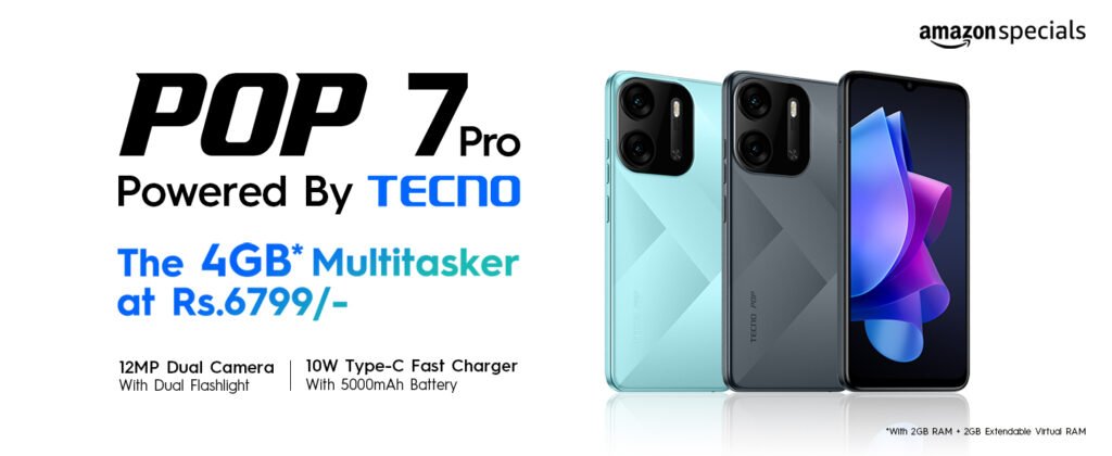 TECNO POP 7 Pro launched with a 10W Type-C charging & 4GB RAM starting a...