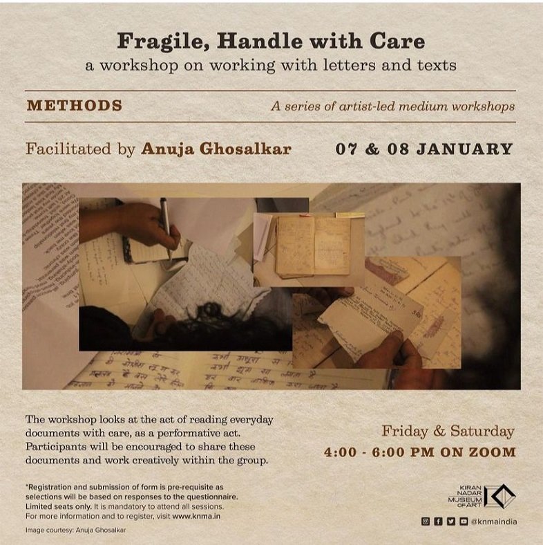‘KNMA’s two day online artist led workshop ‘Fragile, Handle with Care’, a part of the Methods series