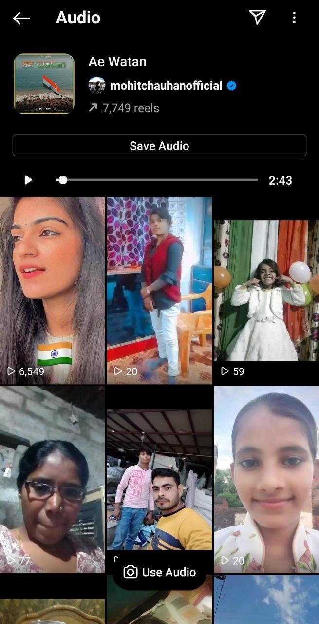 Mohit Chauhan's ‘Ae Watan’ the trending on the Instagram Music Library