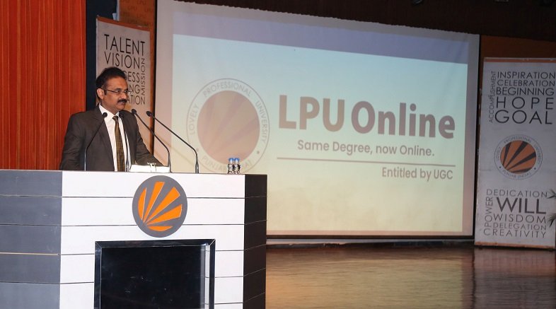 Chancellor Mr Ashok Mittal introducing LPU online course to its staff members at Lovely Professional University campus