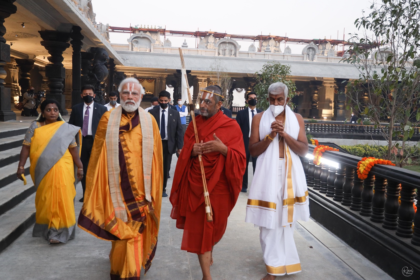 PM Narendra Modi taking a stroll at the Statue of Equality, world’s largest sitting metal statue in Hyderabad with HH Chinna Jeeyar Swami 3