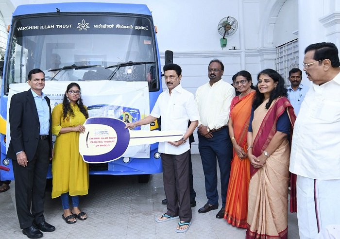 Hon’ble Chief Minister of Tamilnadu, Thiru. M K Stalin launches Project ‘Vithai – Pediatric Therapy on Wheels’ along with Ms P V Varshini, Founder Trustee, Varshin