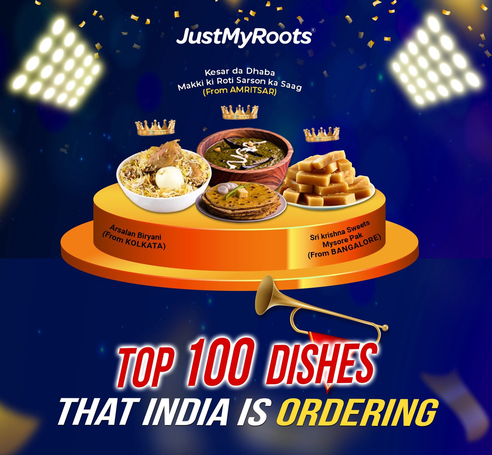 JustMyRoots Top 100 Dishes India Ordered