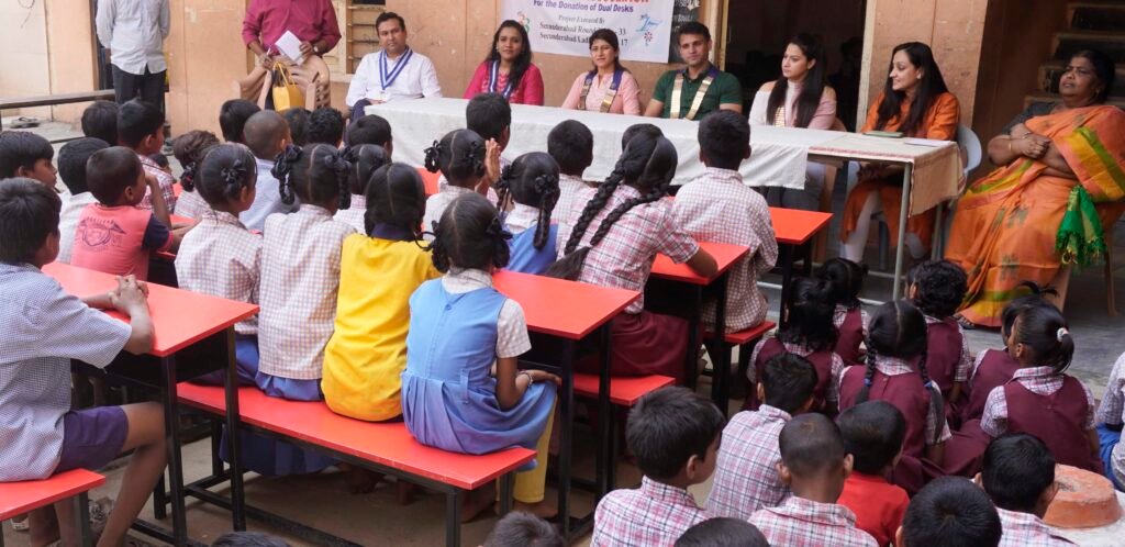 50 school dual desks worth Rs One Lakh Eighty Five thousand donated by to a Govt School