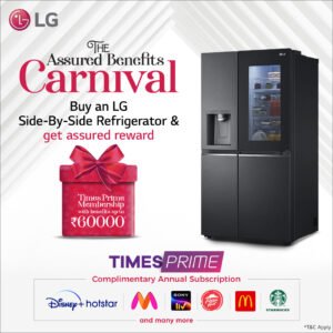 Get a Times Prime membership with benefits worth over Rs. 60,000 with every LG Side by Side Refrigerator